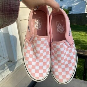 Women’s Pink Checkered Slip-On Vans